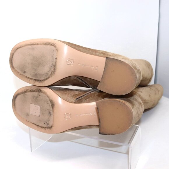 Gianvito Rossi 38.5 Joelle Suede Knee High Tall High Heel Boot 70mm Camel - Picture 11 of 16